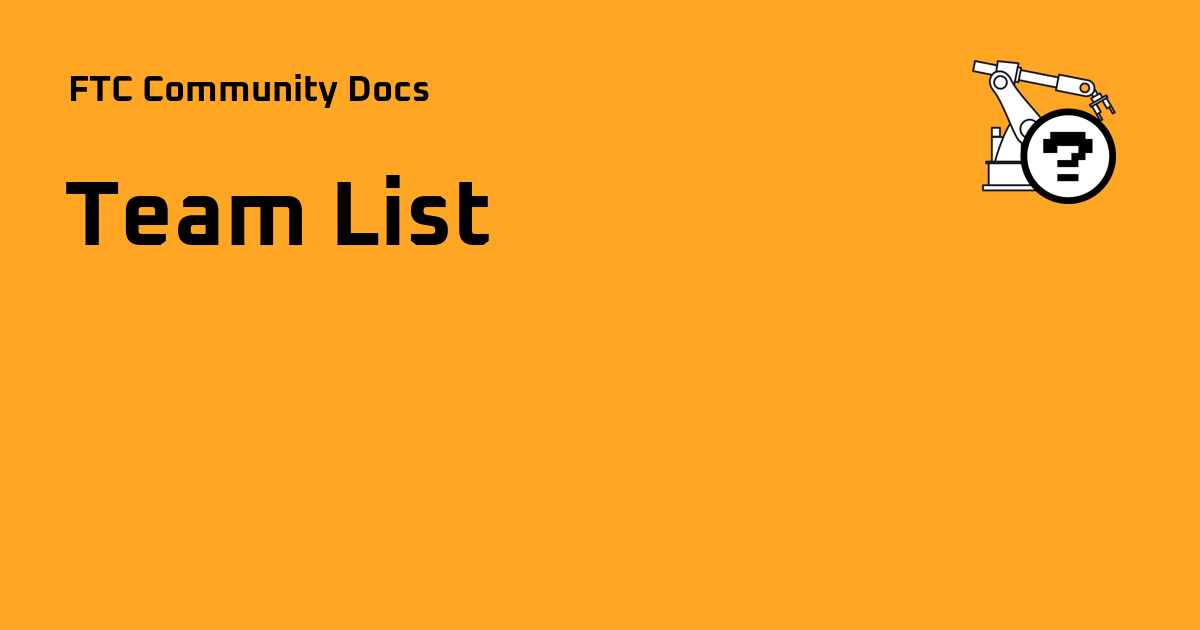 Team List - FTC Community Docs